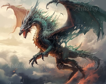 Paquete de 4 Dragones Épicos: Descarga de Arte Digital Fantástico de Alta Resolución