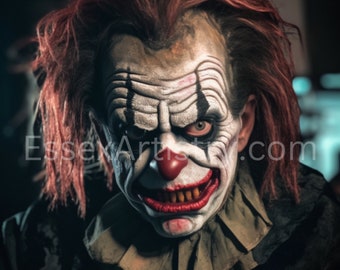 Creepy Clown with Evil Grin Scary Clown Evil Clown Digital Art Download Horror png