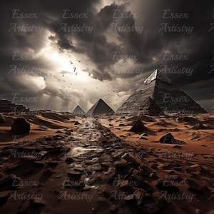 Epic Pyramid Landscapes – Dramatic Egypt Digital Art Print Download