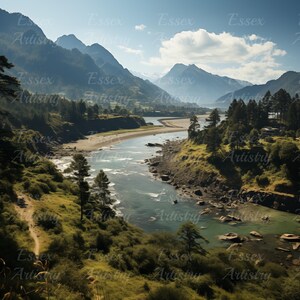 Scenic Mountain River Landscape Prints – Digital Download