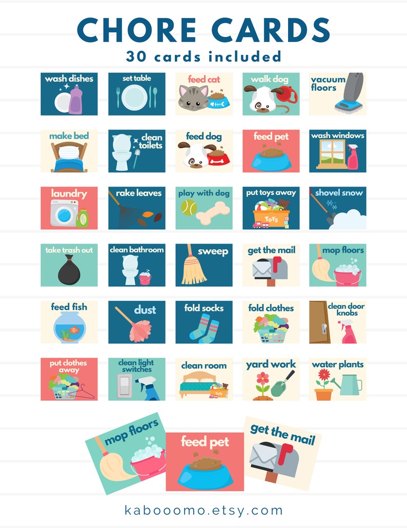 Chore Routine Cards Chores Task Cards Chore Chart Kids - Etsy