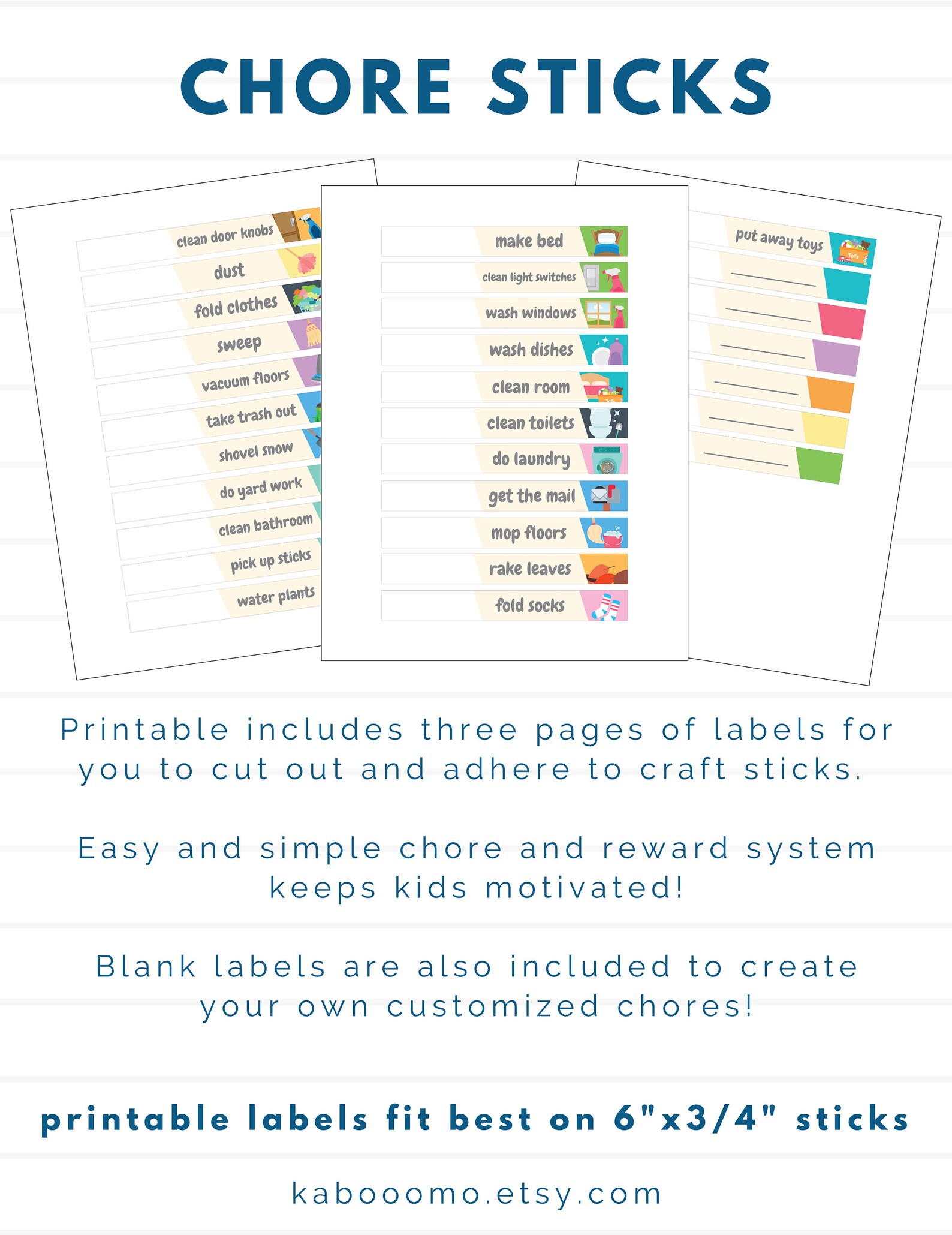 Chore Sticks Chore Chart Reward Chart Popsicle Stick Chore Etsy