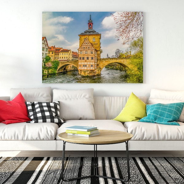 Bamberg Bavaria Germany Bridge Old Town Hall Altes Rathaus Photo Wall Art Digital Instant Download