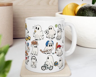 Halloween Ceramic Mug 11oz, Halloween Ghost Mug, Halloween Coffee Mug, Halloween Merch, Fall,