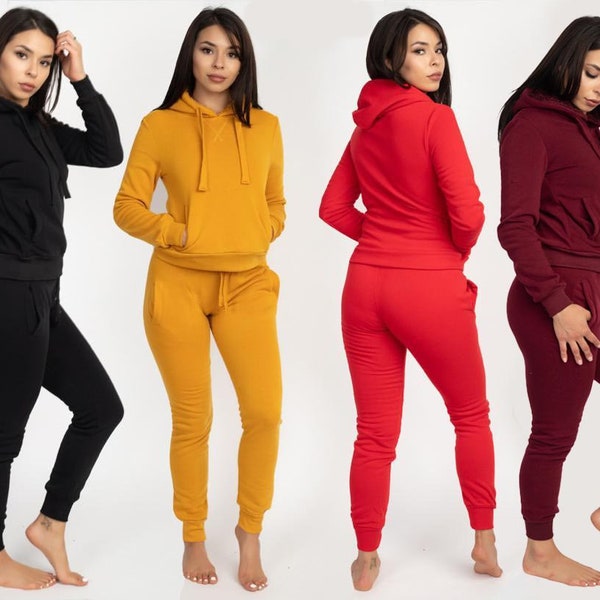 Women's Sherpa Lined Pullover Hoodie Set.