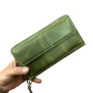 Portafoglio in pelle personalizzabile - Portafoglio dal design personalizzato - Stampato su pelle. Non laser. Portafoglio in pelle come regalo ricordo - Verde