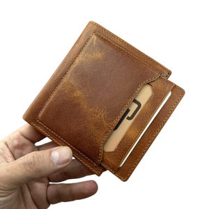 Cartera de piel personalizable - Diseño personalizado - Impresa en piel. No láser. Cartera de piel para regalo de recuerdo - Marrón