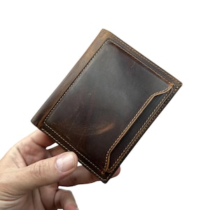 Personalisierbare Leder Geldbeutel - Personalisiertes Design Portemonnaie - Gedruckt auf Leder. Nicht Laser. Leder Geldbörse Memory Geschenk - Dunkelbraun