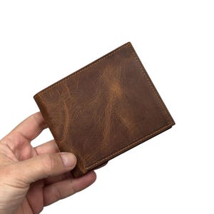 Cartera de piel personalizable - Diseño personalizado - Impresa en piel. No láser. Cartera de piel para regalo de recuerdo - Marrón oscuro
