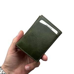 Portafoglio in pelle personalizzabile - Meccanizzato - Portafoglio con design personalizzato - Stampato su pelle. Non laser. Portafoglio in pelle regalo ricordo - VERDE