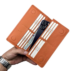 Personalisierbare Leder Geldbeutel - Personalisiertes Design Portemonnaie - Gedruckt auf Leder. Nicht Laser. Leder Geldbörse Erinnerung Geschenk - Orange
