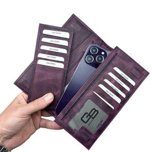 Personalisierbare Leder Geldbeutel - Personalisiertes Design Portemonnaie - Gedruckt auf Leder. Nicht Laser. Leder Geldbörse Erinnerung Geschenk - Lila