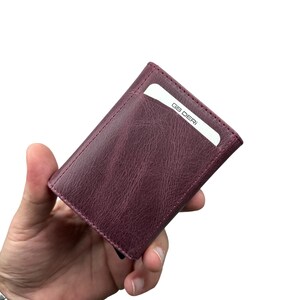 Cartera de cuero personalizable - Mecanizada - Diseño personalizado - Impresa en cuero. No láser. Cartera de cuero para regalo de recuerdo - Borgoña