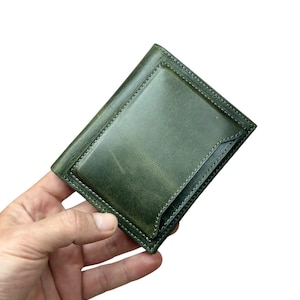 Portafoglio in pelle personalizzabile - Portafoglio dal design personalizzato - Stampato su pelle. Non laser. Portafoglio in pelle come regalo ricordo - Verde