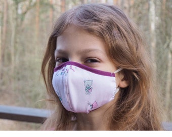 Kid Face protection mask / 100% Cotton Fabric Face mask / Washable Reusable Cotton Mask