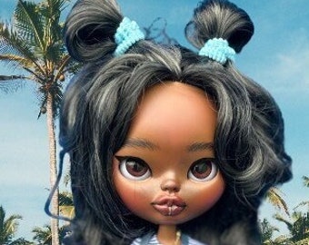 Blythe doll,Custom blythe doll, sculpt face, blythe custom doll, dark blythe doll, customized doll, Blythe Custom Doll, piercing, "Naomi"