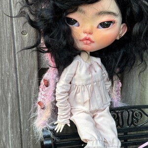 OOAK Custom Blythe Doll – Hand‑Carved Face, Mohair hair, Realistic Eyechips, Art Doll for Collectorsl, sculpted eyes, Freya image 14