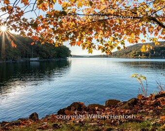 Deep Creek Lake, sunrise, photography, autumn setting, picture, lake art, Garrett County, Maryland, digital print, sun rise, photo