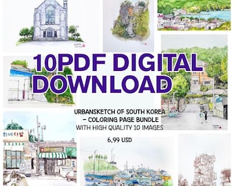 Coloring PDF of Jeollanam-do South Korea |  A4 PDF | Instant Digital Download | Printable Wall Art
