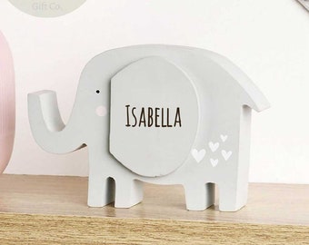 Personalised Wooden Elephant Money Box for Children - Custom Engraved name