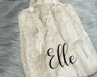 Personalised Faux Fur Hot Water Bottle - Perfect Gift for Mother's Day (Personalised, Printed Hot Water Bottle)