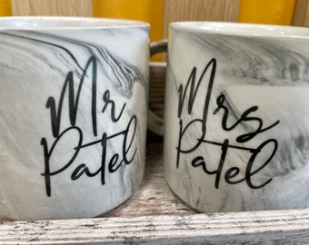 Marble mug with initials and name- 14oz Mug