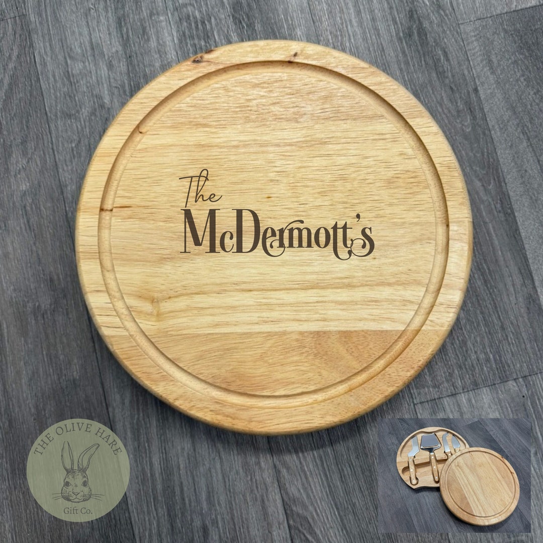 Personalised Deluxe Cheese Board Set With Hidden Cheese Etsy