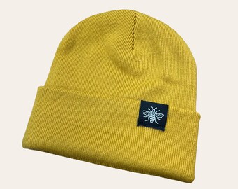 Manchester Bee Label Beanie Hat Unisex