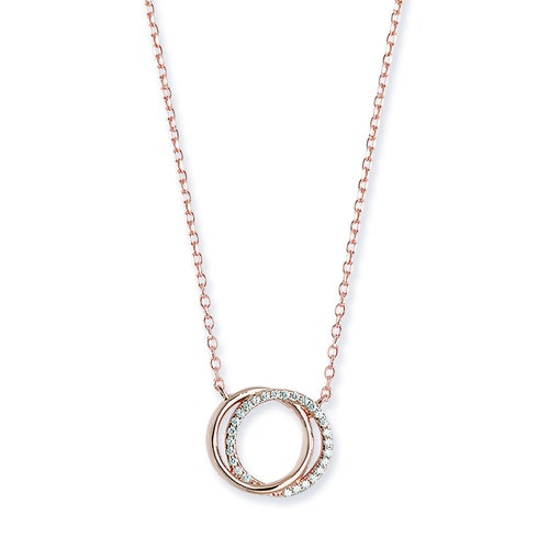 Circle With Diamonds Rose Gold Silver Necklace 925 Sterling - Etsy UK