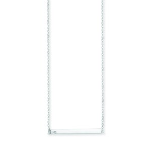 Gravierbares Namensschild-Set aus echtem Sterlingsilber von Aeon, 28 mm, mit weißen Zirkonias. 16 Zoll hypoallergene 925er Silber-Anhänger-Halskette