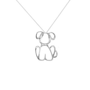 Aeon Sterling Silber Weiß Zirkonia Hund Anhänger Halskette Kette - Hypoallergen Sterling Silber Anhänger - Attraktive besonders Design