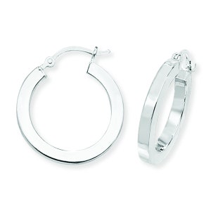 Aeon Sleeper Hoop Earrings Square Edge with Hinged Closure - Hypoallergenic Sterling Silver Jewellery for Ladies, Silver Earrings for Women,