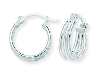 Aeon Triple Hoop Sleeper Earrings with Hinged Closure for Women Ladies Girls - Hypoallergenic Sterling Silver  for Ladies, Silver Earrings f