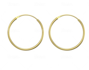 Aeon 9 ct Gold Hoop Earrings. 15mm*15mm.  Hypoallergenic 9ct Gold Sleeper Hoop Earrings For Women.