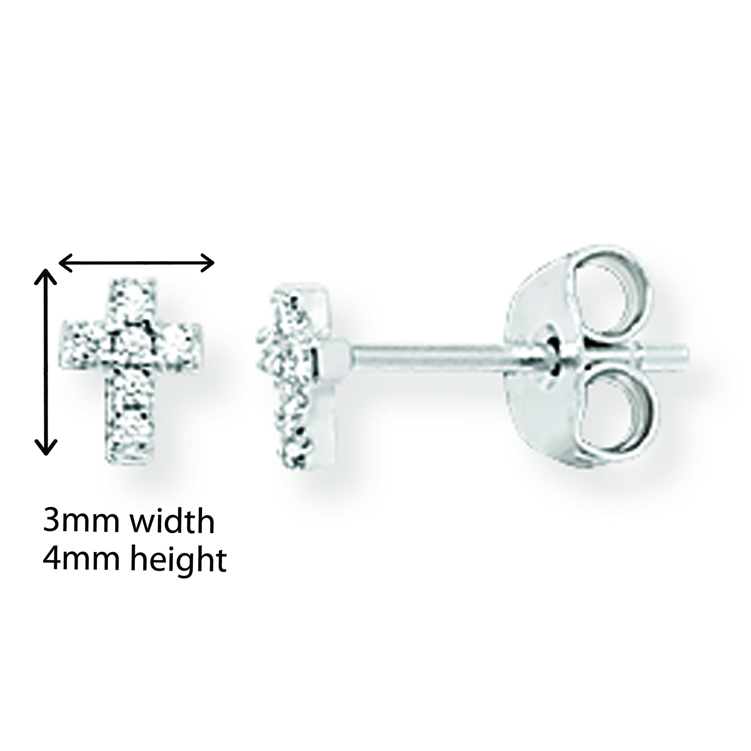 Aeon Real Sterling Silver Small Cubic Zirconia Cross Stud