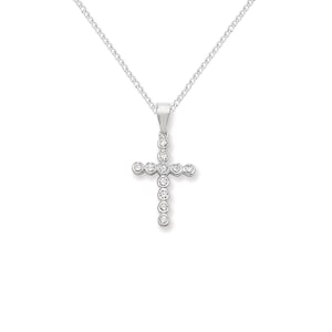 Aeon Sterling Silver Cubic Zirconia Cross Pendant Necklace Chain - Hypoallergenic Sterling Silver Pendant - Premium Quality Fashionable Styl