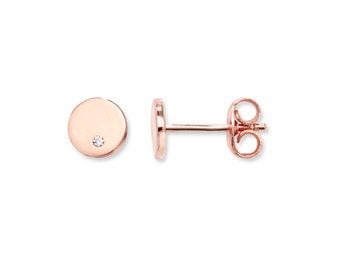 EVBEA Rose Gold Heart Stud Screw Back Earrings with Three Pairs of Interchangeable CZ Stones 