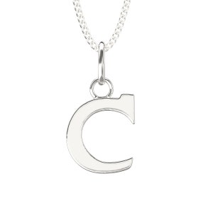 925 Sterling Silver C Initial Letter Necklace Pendant, A-Z Alphabet . All 26 Initials, Comes With Adjustable 16 to 18 Inch Silver Necklace