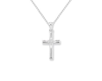 Aeon Sterling Silver Cross Charm Pendant Necklace Chain - Hypoallergenic Durable Quality Sterling Silver Pendant - Anti Allergenic Elegant S