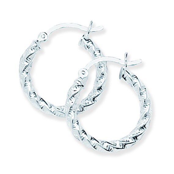 Rose Gold Sleeper Hoop Earrings - Polished 925 Sterling Silver, Hinged Snap Closure