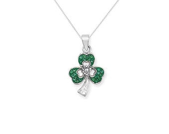 Aeon Sterling Zilver Crystal Shamrock Hanger Ketting Ketting - Hypoallergene Sterling Zilveren Hanger - Modieuze Stijlvolle Dames Sieraden