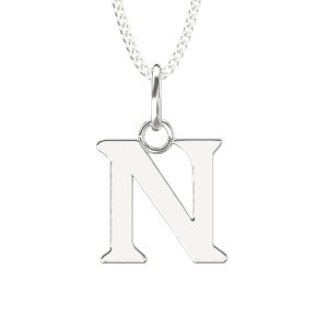 Collar con colgante de plata de ley 925 con la letra inicial N, alfabeto de la A a la Z. Incluye 26 iniciales. Incluye collar de plata ajustable de 40 a 45 cm.