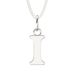 Collar con colgante de plata de ley 925 con la letra inicial I, alfabeto de la A a la Z. Incluye 26 iniciales. Incluye collar de plata ajustable de 40 a 45 cm.