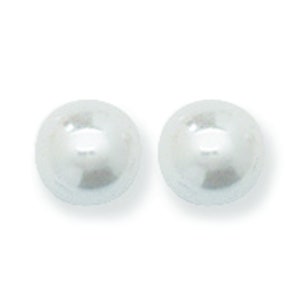 Aeon 本物のスターリングシルバー クラシック合成真珠イヤリング。6 mm x 6 mm 925 低刺激性パールイヤリング 女性用