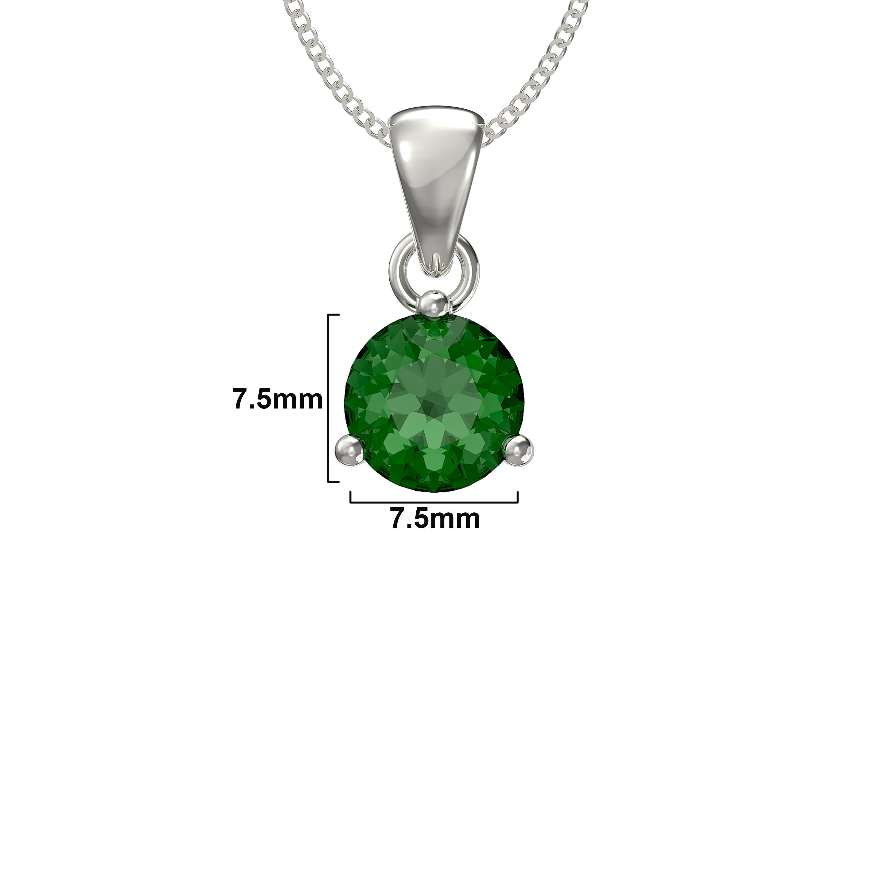 925 Sterling Silber Halskette Mit Smaragd & Mond-Anhänger – Rose-Design, Verstellbar, Geburtsstein Mai