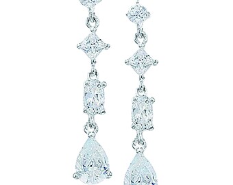 Aeon Bridal Drop White Cubic zirconia Earring - Hypoallergenic Sterling Silver  for Ladies, Silver Earrings for Women, Comfort Elegant Style