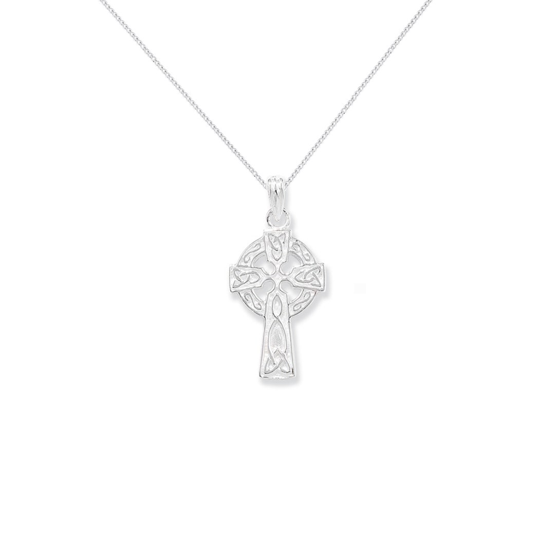 Aeon Sterling Silver Celtic Cross Pendant Necklace Chain ...