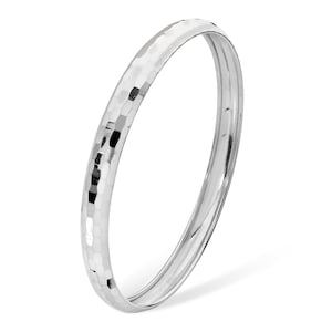 Aeon Sterling Silver Hammered Bangle - Hypoallergenic Durable Shining Sterling Silver Jewellery - Stunning Gift for Mother, Sister, & Girlfr