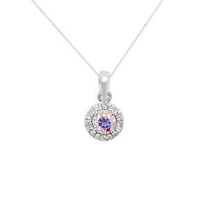 Aeon Sterling Silber Halo Weiß & Amethyst Zirkonia Anhänger Halskette Kette - Hypoallergene Sterling Silber Anhänger - Romantische Mode
