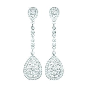 Aeon Bridal Statement White Drop Earrings - Hypoallergenic Drop Earrings - 925 Sterling Silver Cubic Zirconia Crystal Charm Ear Drops for Wo